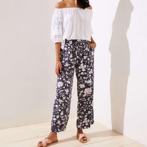 LOFT FLORAL FLUID DRAWSTRING PANTS